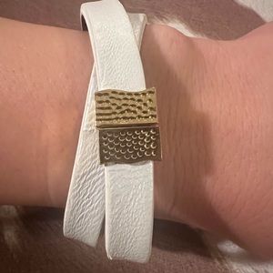 Rustic Cuff White Leather Bracelet